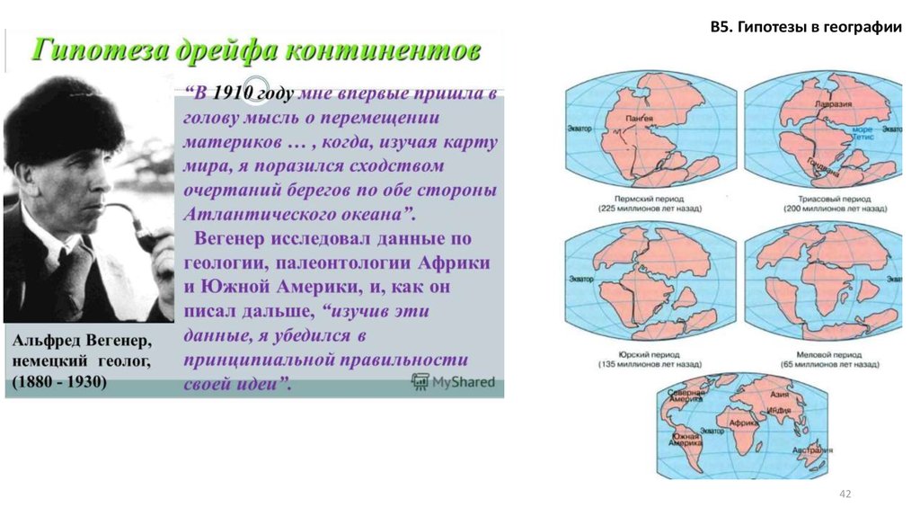 Теория континентов. Гипотеза Вегенера о дрейфе материков. Концепция дрейфа континентов. А. Вегенер и гипотеза дрейфа континентов.