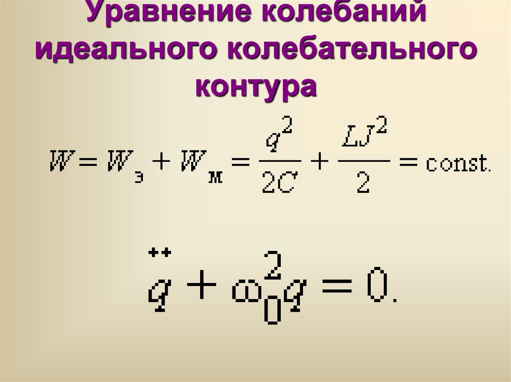 Уравнение свободных незатухающих колебаний в колебательном контуре схема