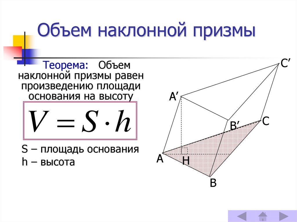 Объем наклонной