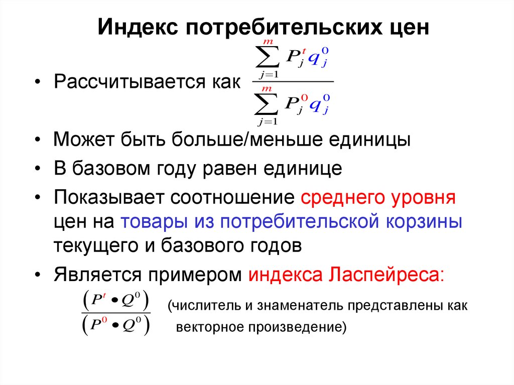 Индекс потребительских цен исчисляется