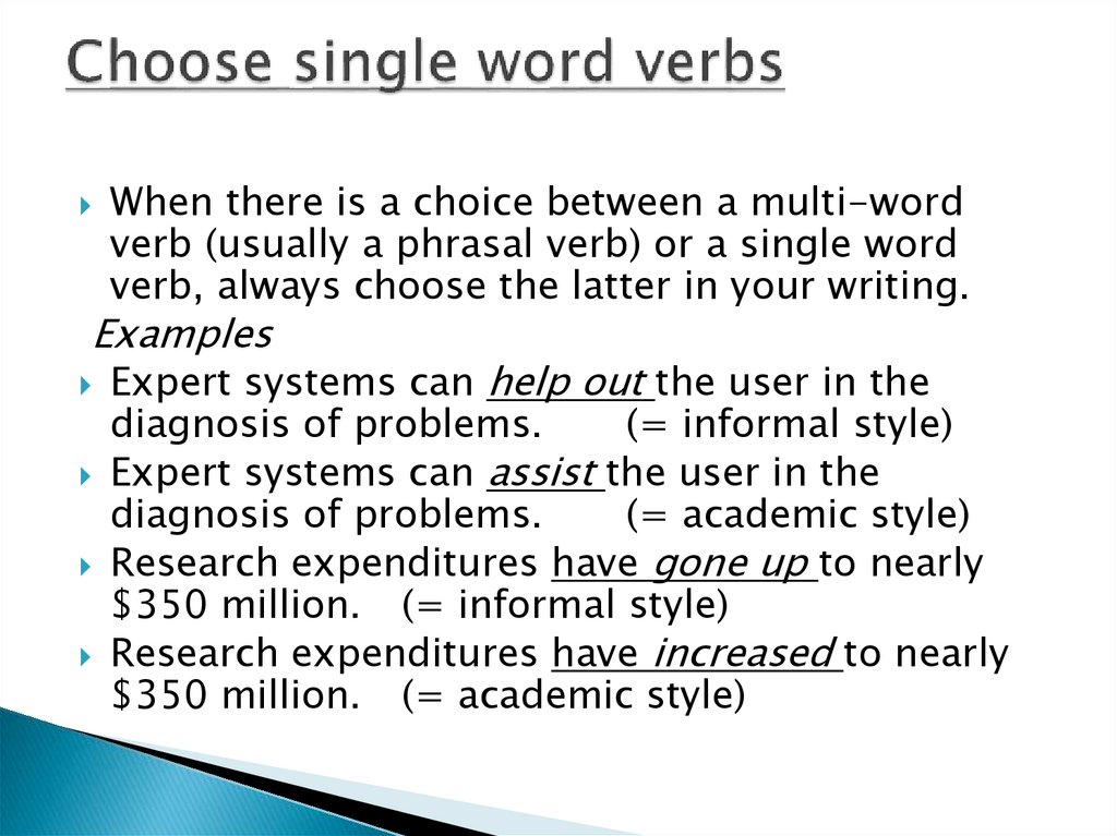 Choose single word verbs