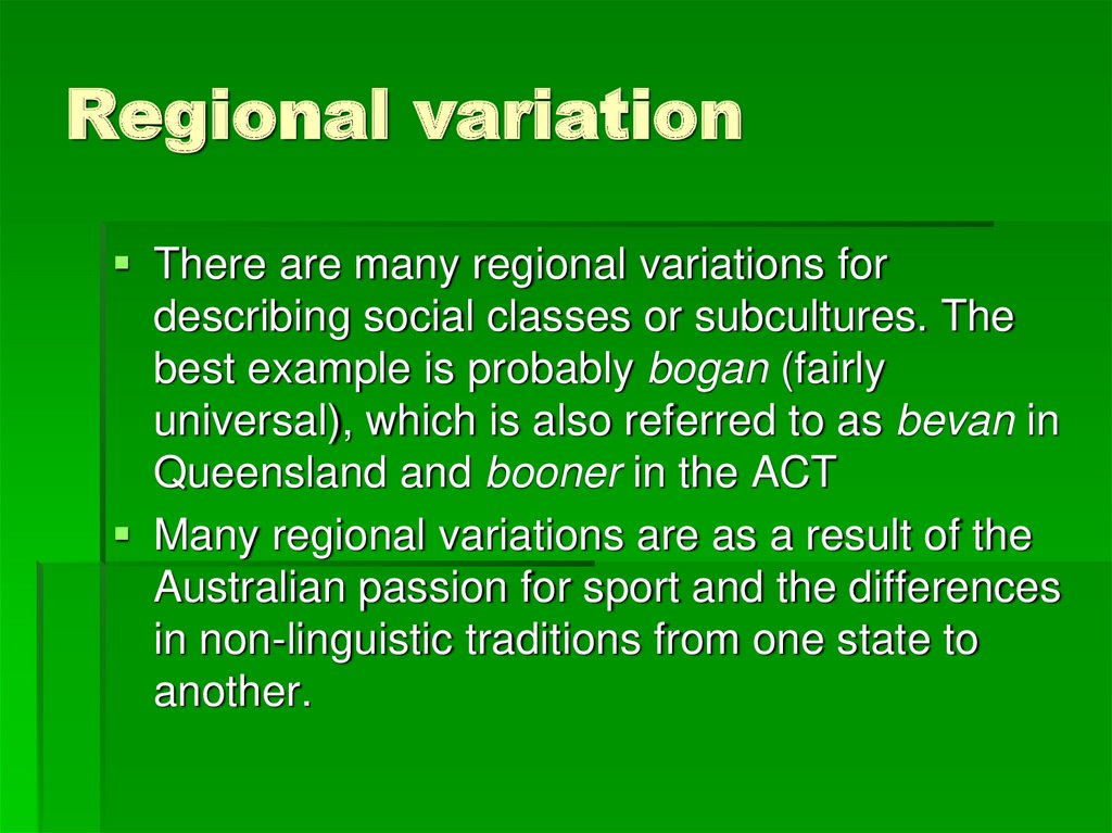 Regional variation
