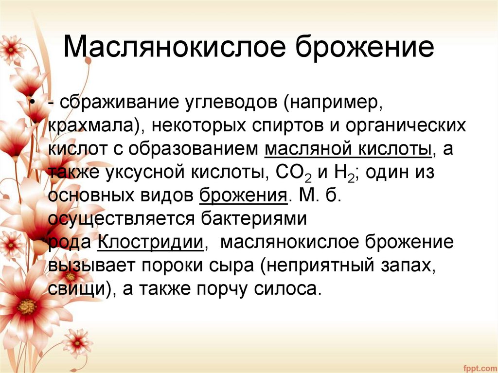 Маслянокислое брожение схема