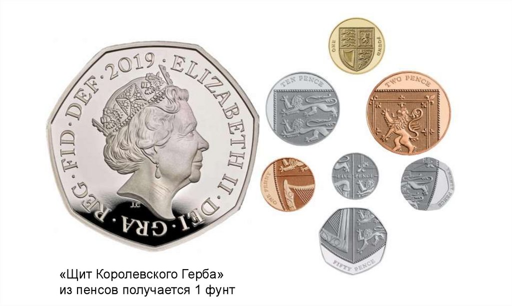 «Щит Королевского Герба» из пенсов получается 1 фунт