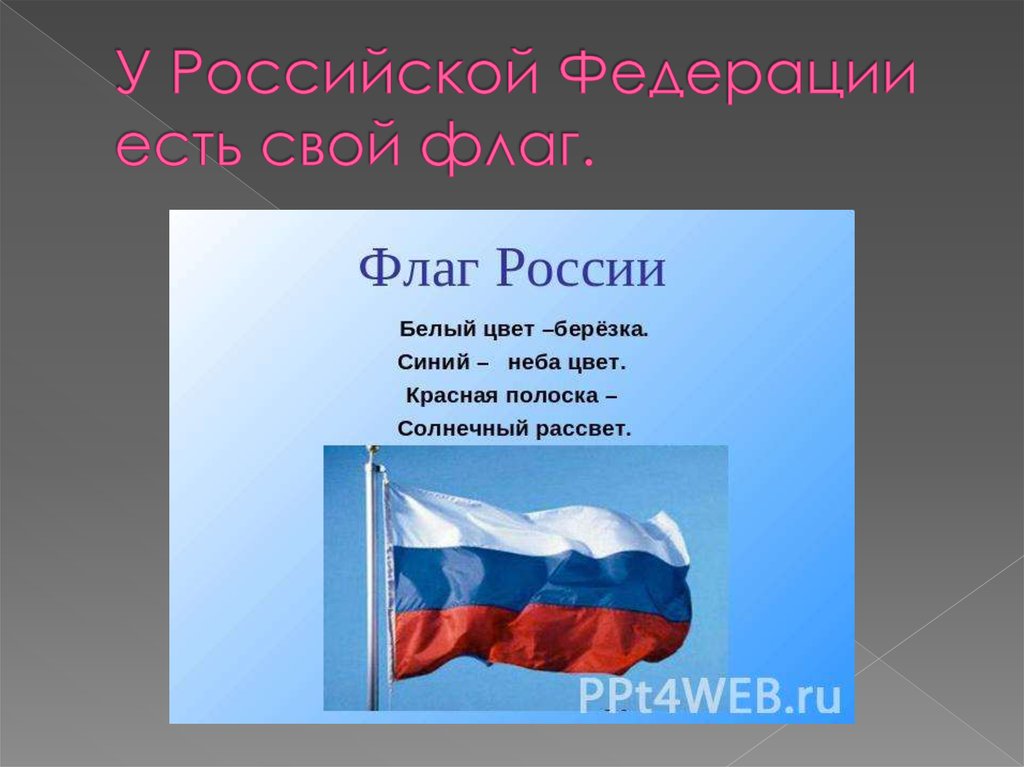 У Российской Федерации есть свой флаг.