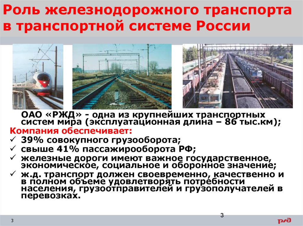Роль железнодорожного транспорта в транспортной системе России