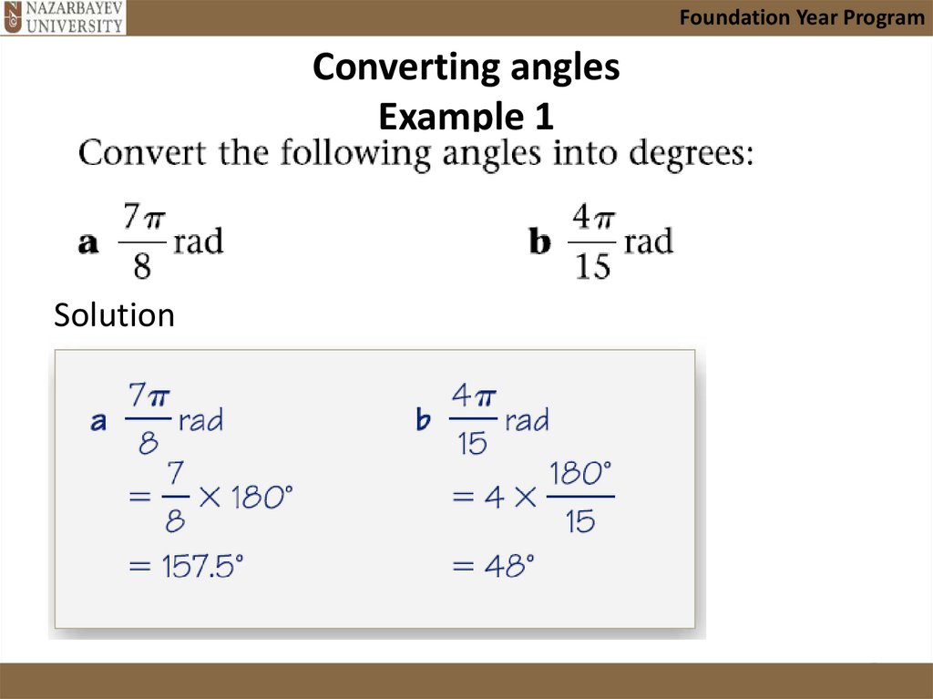 Converting angles Example 1
