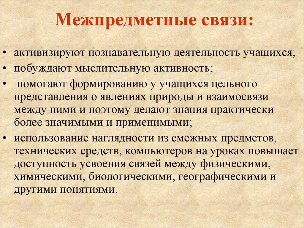 Межпредметные связи презентация