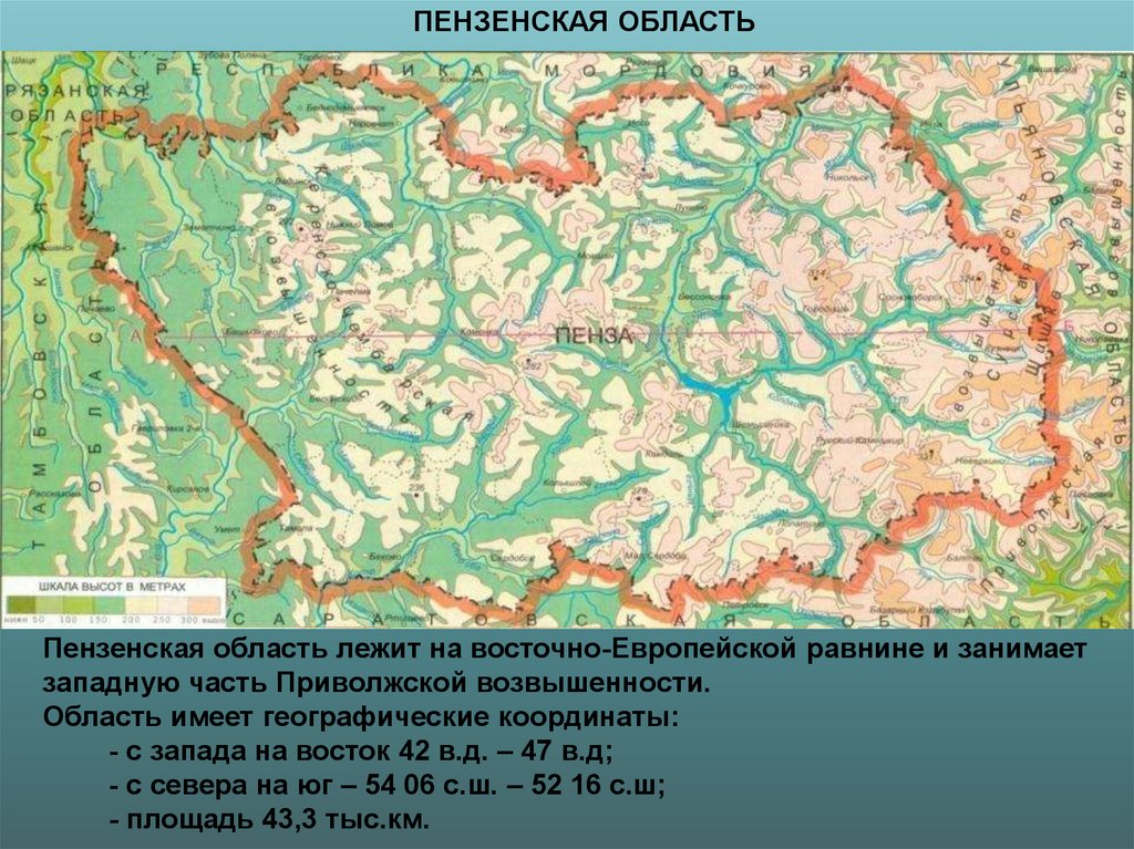 Высота над уровнем моря на карте. Физическая карта Пензенской области. Физическая карта Пензенской области рельеф. Приволжская возвышенность Пензенская область. Приволжская возвышенность на карте.