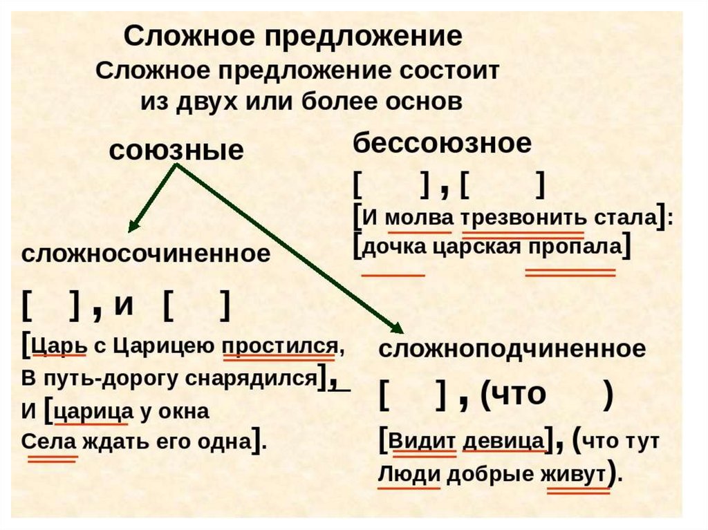 Линейная схема сложного предложения