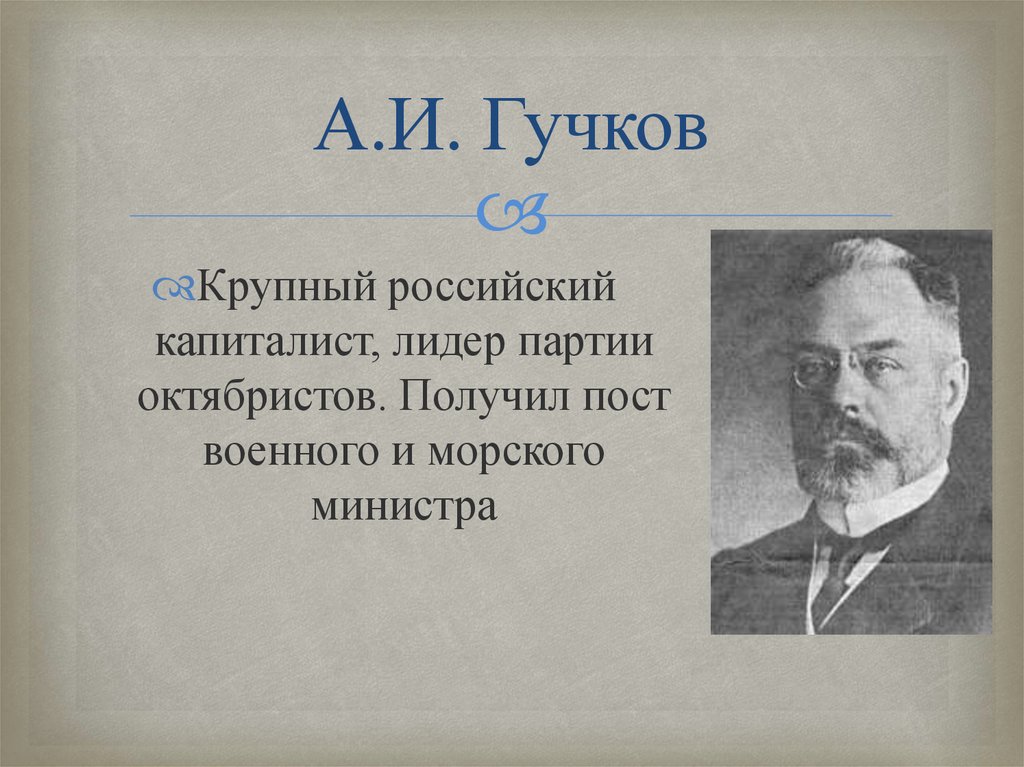 Гучков александр иванович презентация