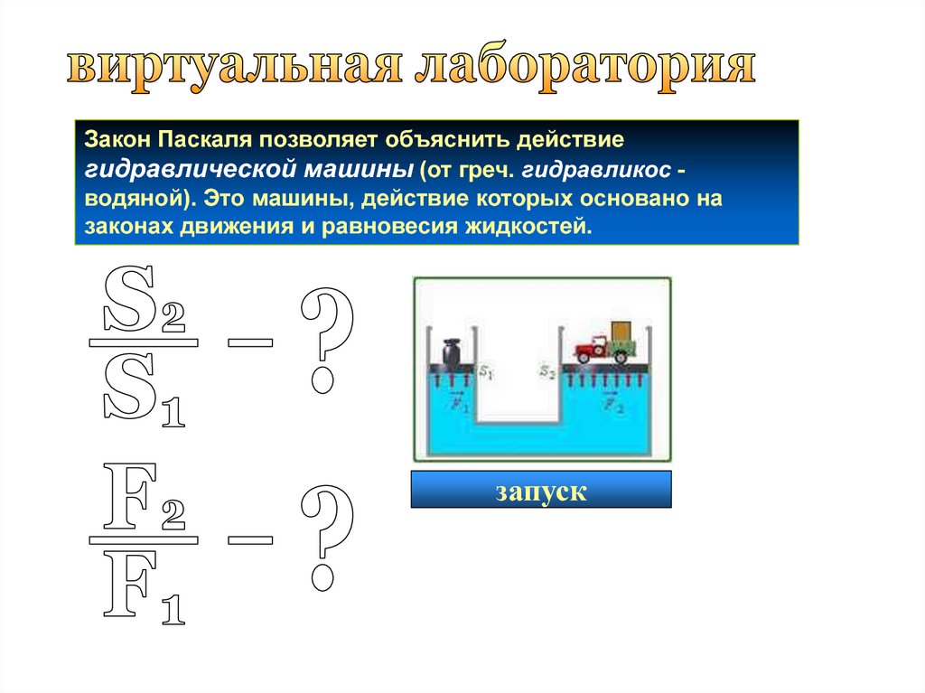 Закон паскаля для жидкостей объяснение с рисунком