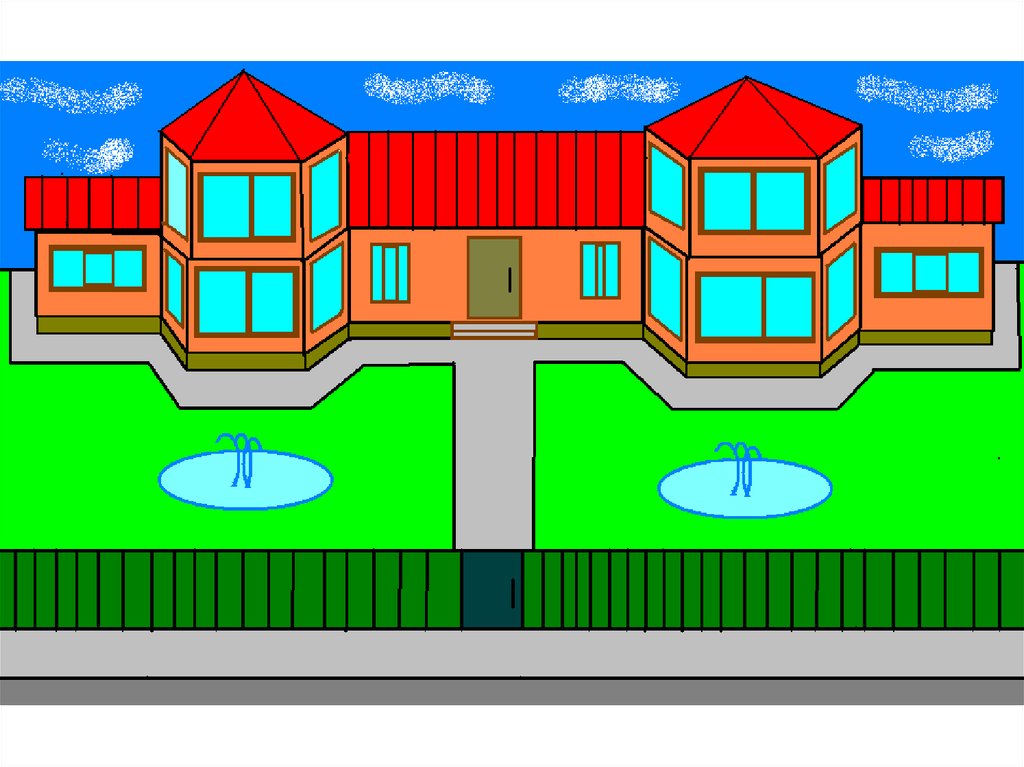 Нарисовать макет. Рисунок школы в паинте. Рисунок в Paint школа. Домик для информатики. Школа в пейнте.