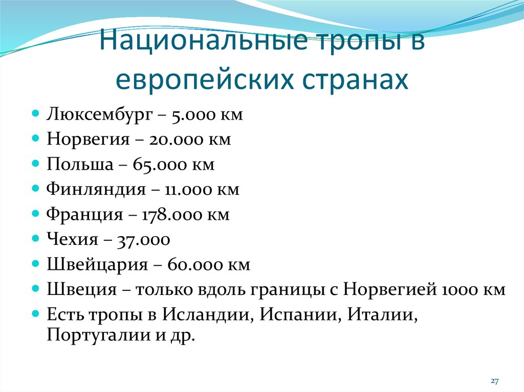 Национальные тропы в европейских странах