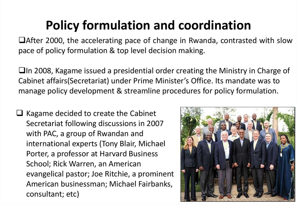 Policy formulation and coordination
