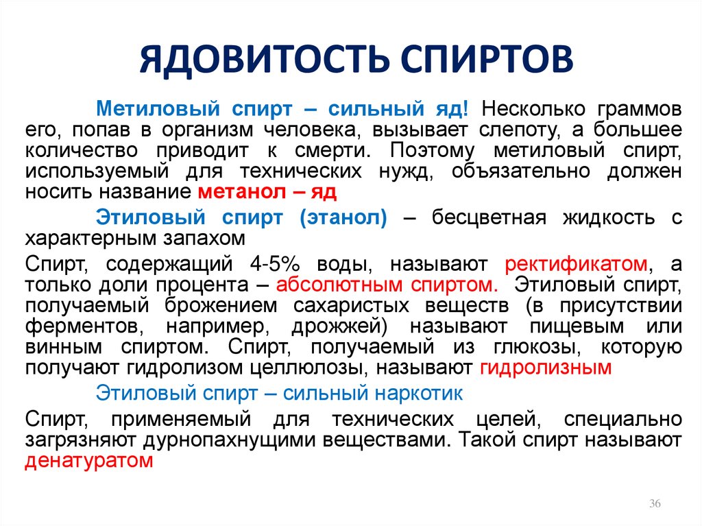 Влияние метилового спирта на организм человека презентация