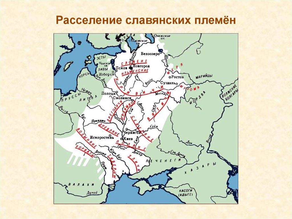 Расселение восточнославянских племенных союзов