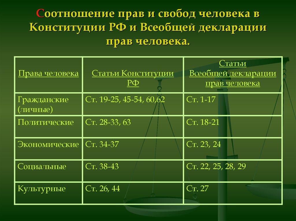 Гражданские права и свободы план