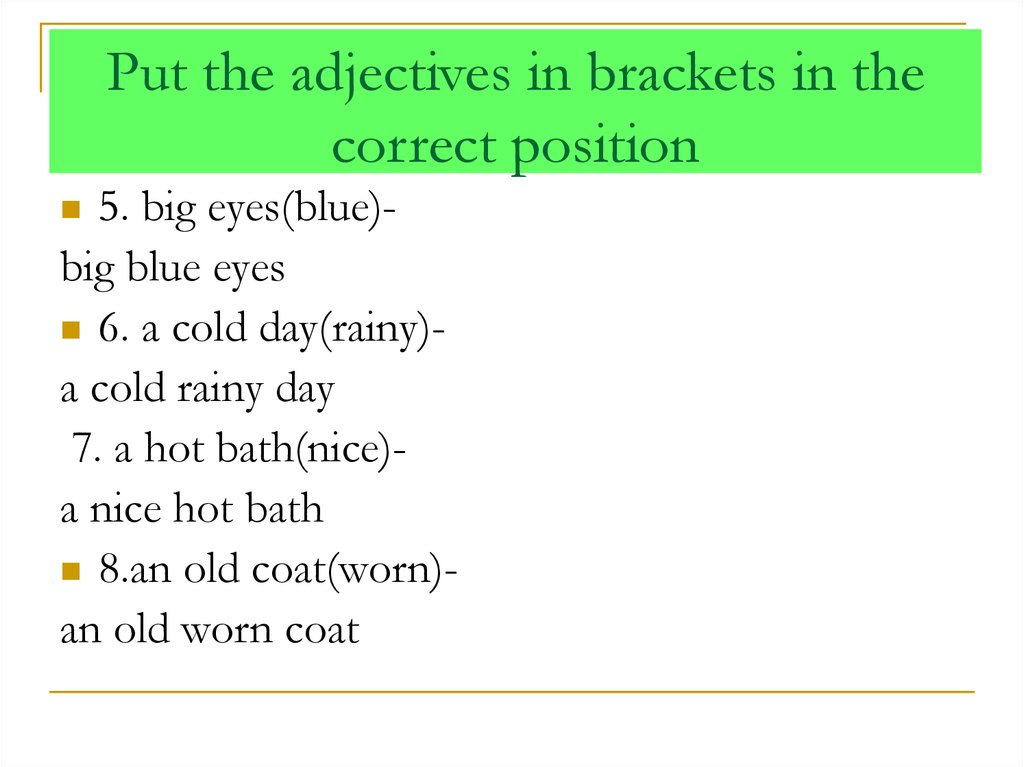 Adjective предложения. Предложения adjective. Adjectives правило последовательность использования. Sequence of adjectives in English. Put the adjectives in the right order задание.
