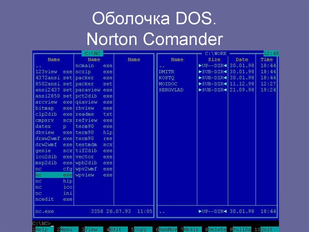 Оболочка DOS. Norton Comander