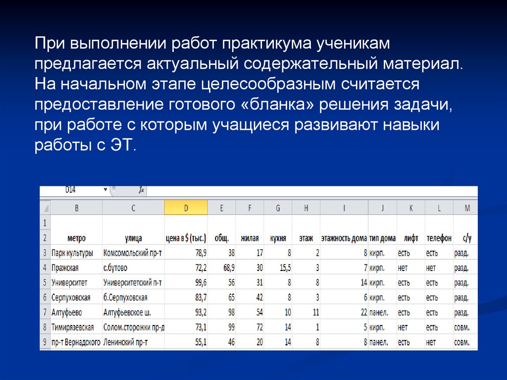 Возможности таблиц