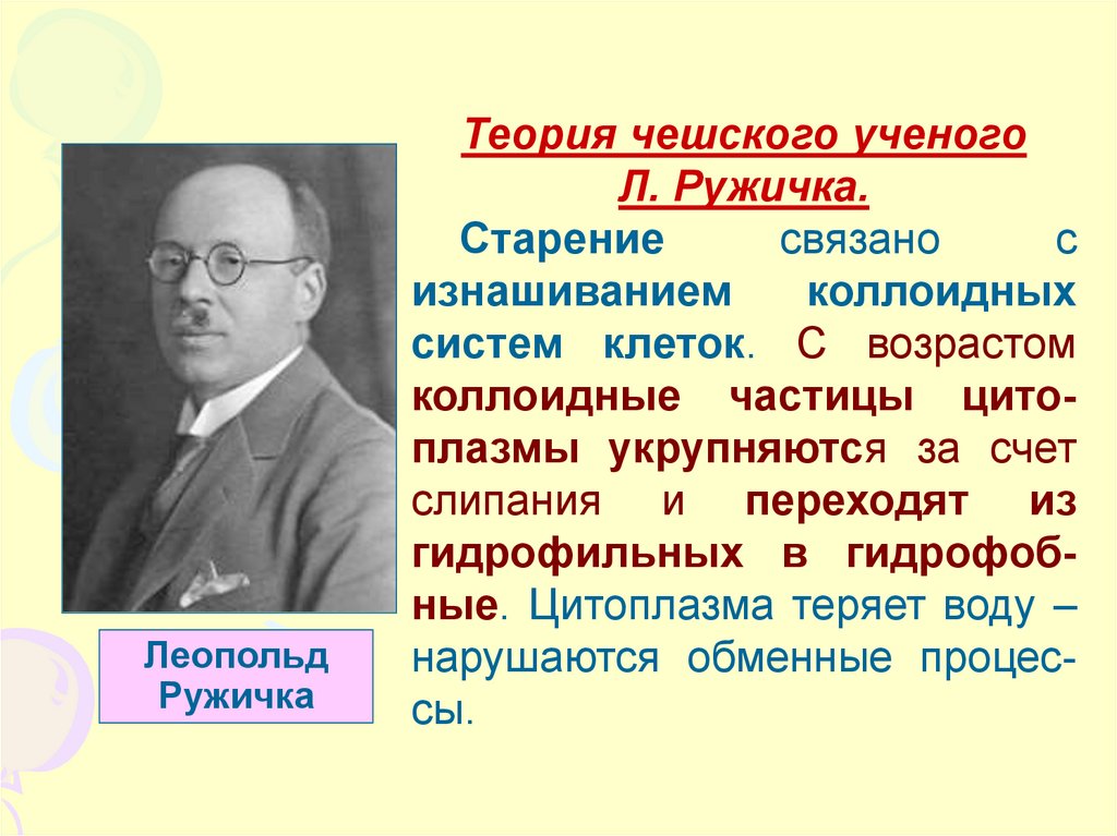 Теория ученого. Владислав Ружичка теория старения. Теория чешского ученого Ружичка. Теория старения в. Ружечки. Леопольд Ружичка.