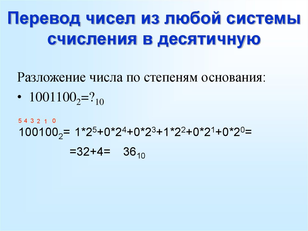 1110110 в десятичную систему счисления