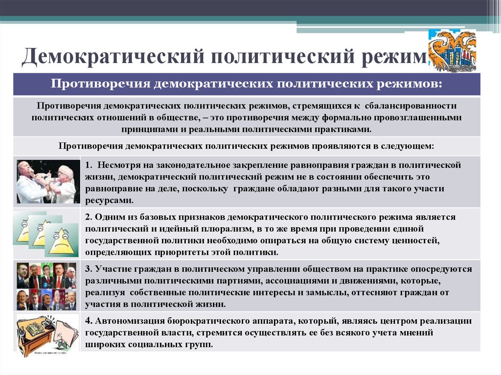 Признаком демократического политического режима является