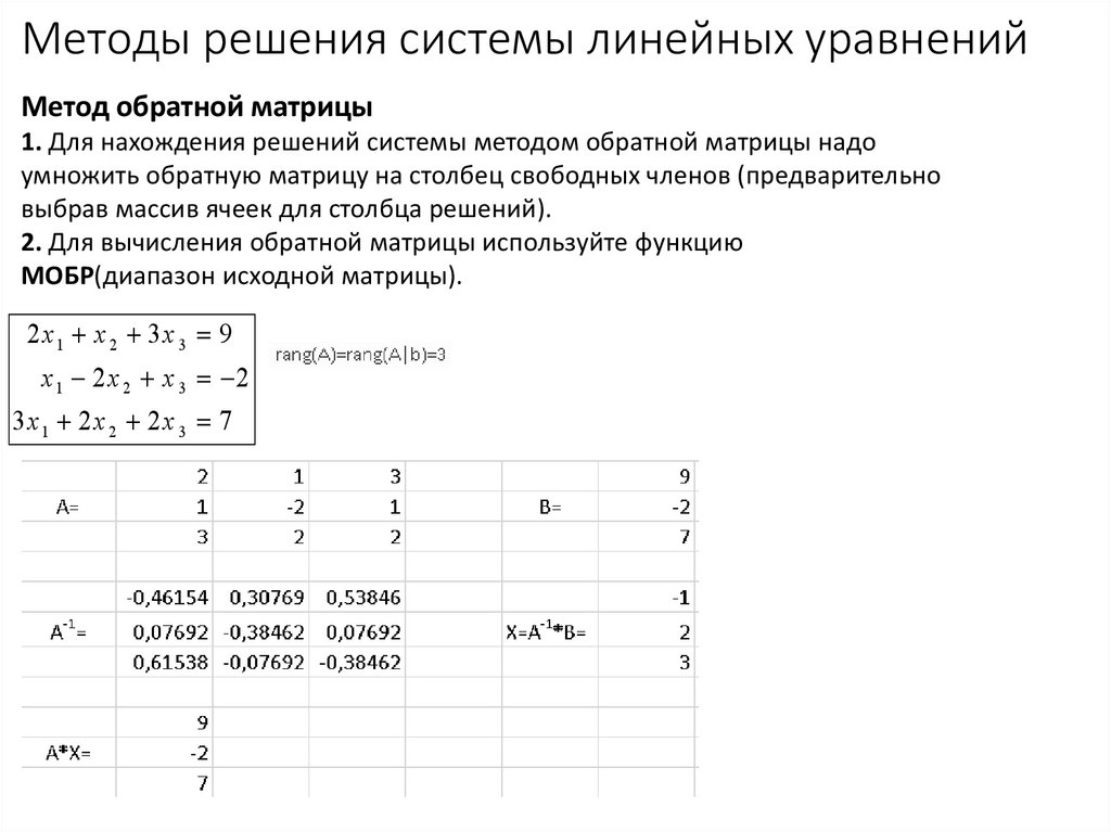 Система уравнений методом крамера