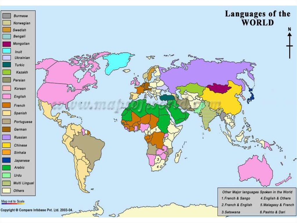 Карта языков мира подробная