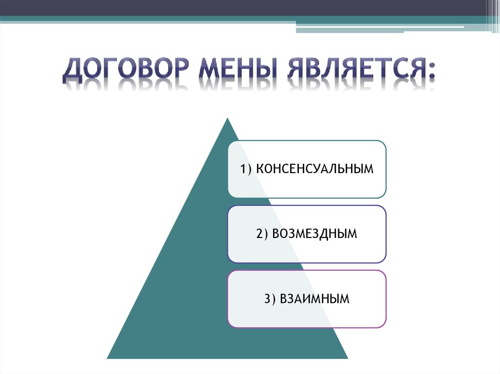 Сделка является. Договор мены является. Договор мены консенсуальный. Договор мены реальный или консенсуальный. Договор мены является консенсуальным, возмездным и взаимным..