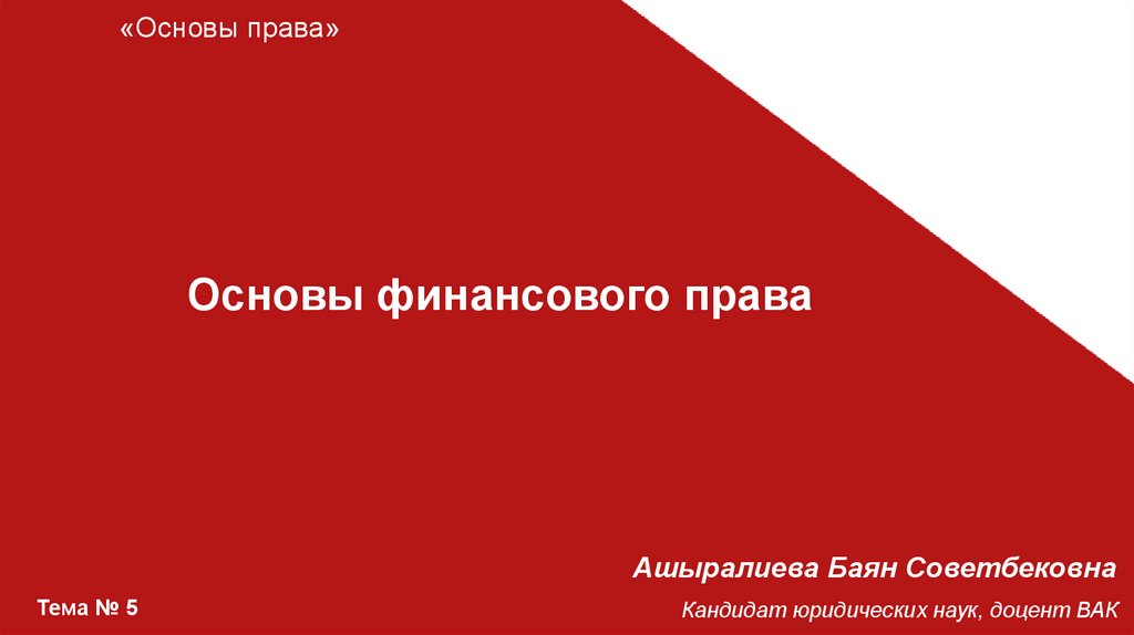 Основы финансового права презентация