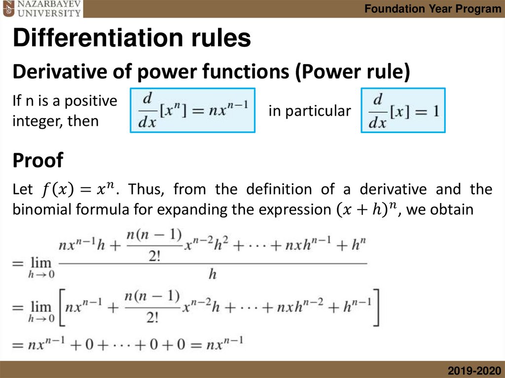 Differentiation rules