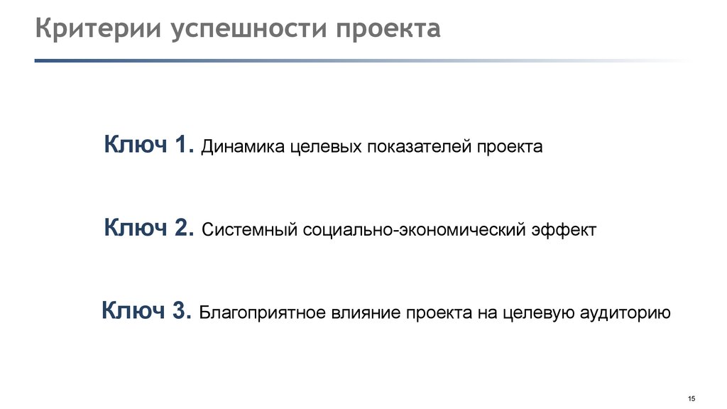 Показатели успеха проекта