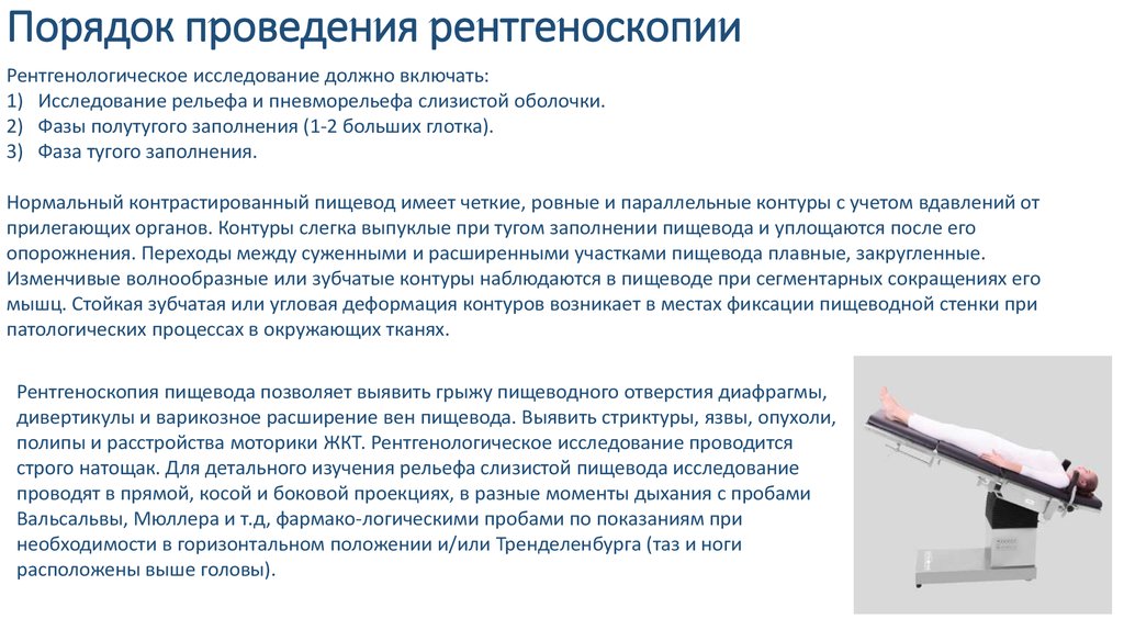 Порядок проведения рентгеноскопии