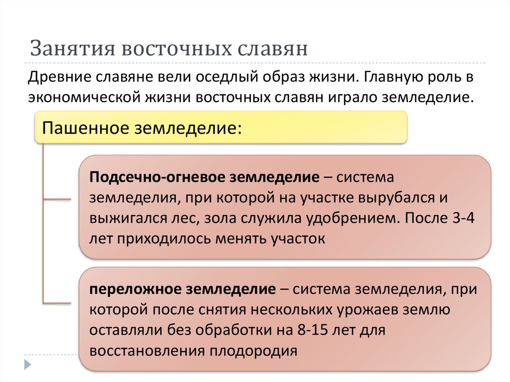 Главное занятие восточных славян