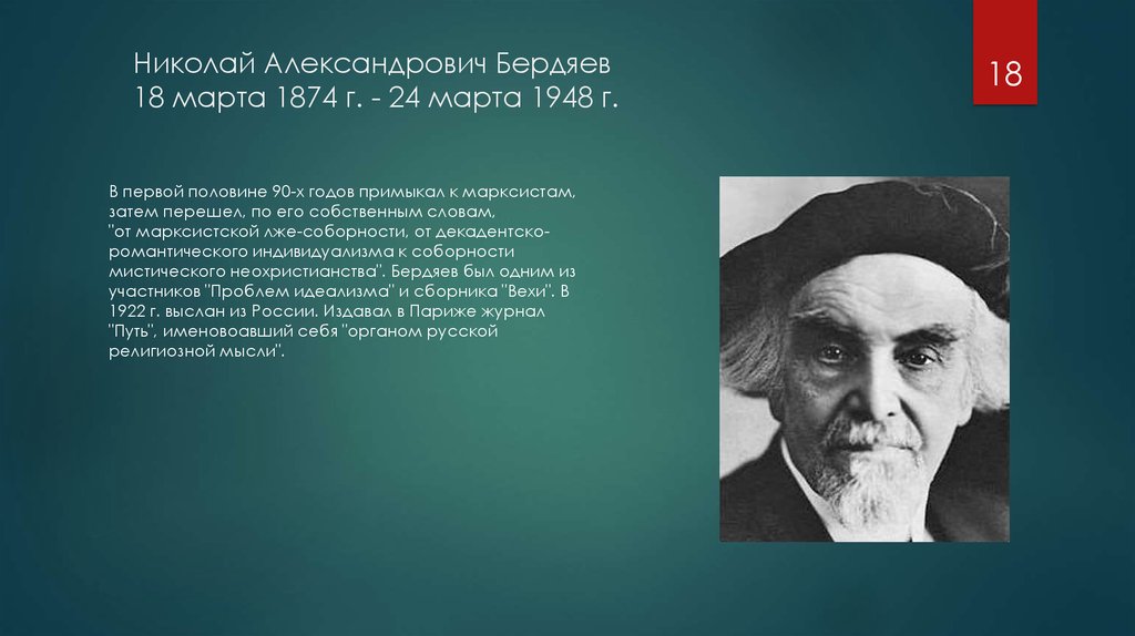 Николай Александрович Бердяев 18 марта 1874 г. - 24 марта 1948 г.