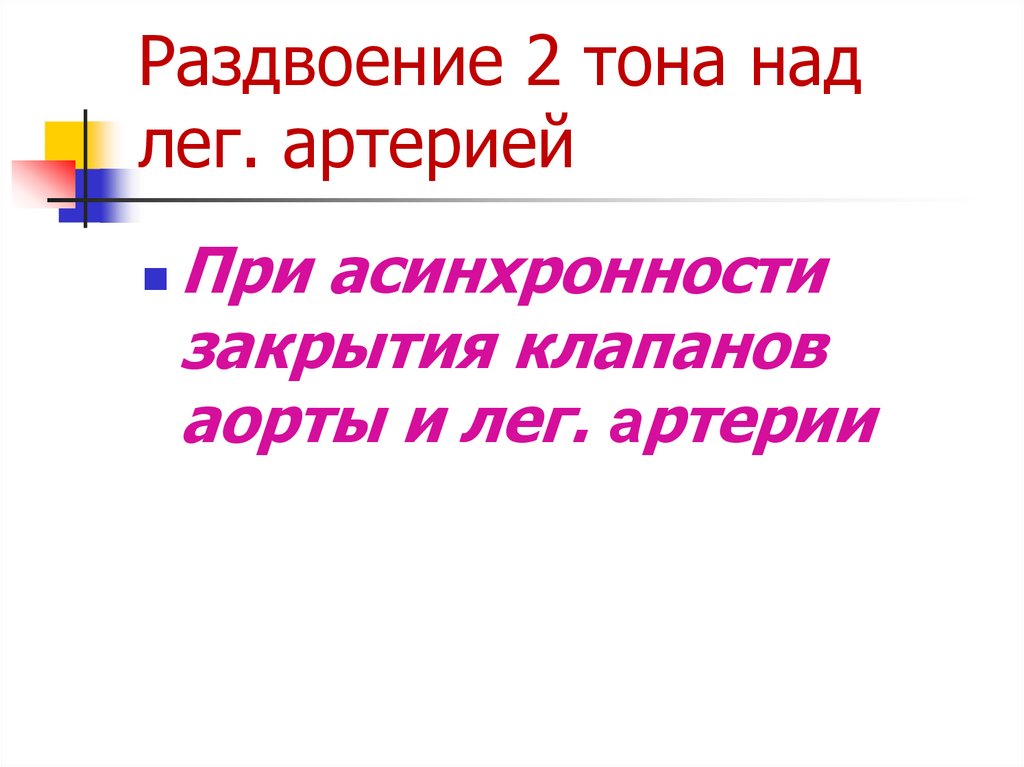 Раздвоение 2 тона над лег. артерией