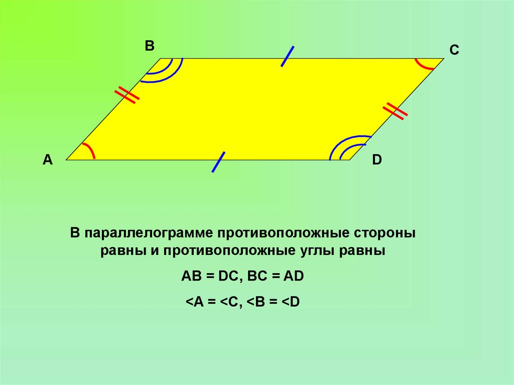 Противоположные стороны и углы равны. Противолежащие углы параллелограмма. Противоположные стороны параллелограмма равны. Противоположные углы параллелограмма равны. В параллелограмме противоположные углы р.