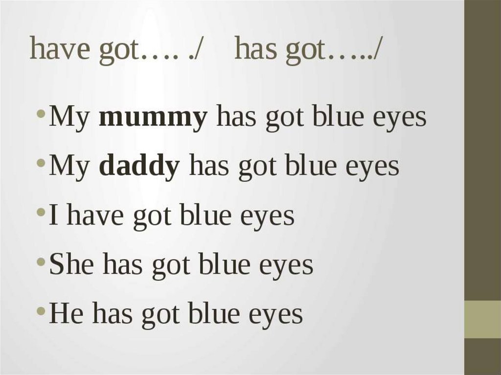 Mummy has got green. Have got has got. I have got описание внешности. My Mummy has got Blue Eyes. My Mummy has got перевод Eyes.