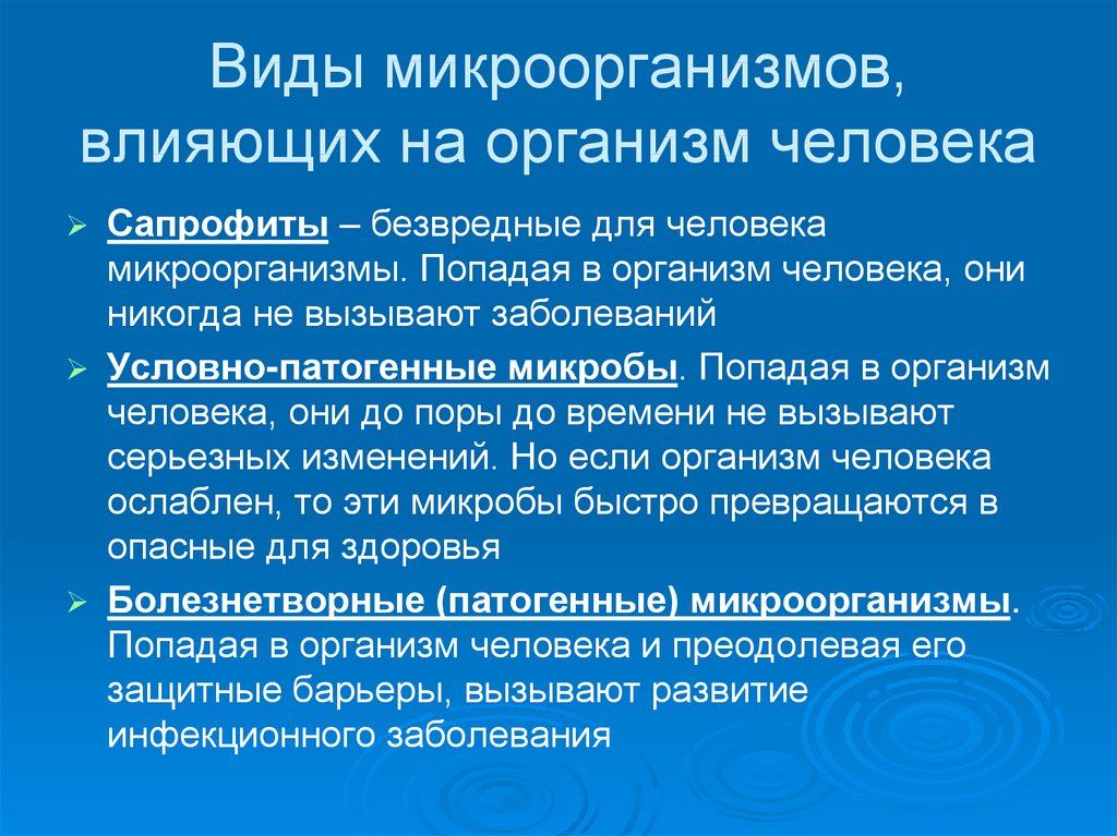 Условно больные. Виды микроорганизмов. Микроорганизмы влияющие на организм человека. Виды микроорганизмов влияющих на организм. Влияние бактерий на человека.