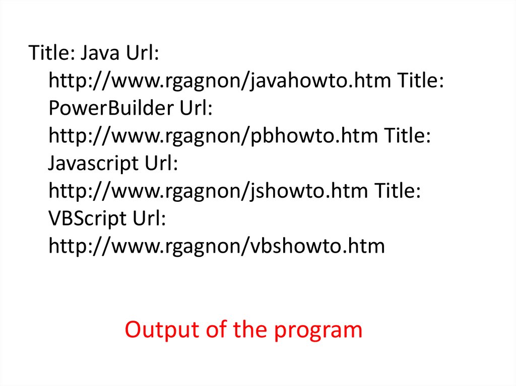Output of the program