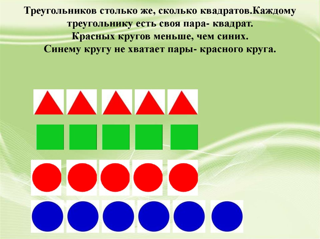 11 кружков красных. Геометрические фигуры в ряд. Задание цветовой треугольник в. Сосчитать геометрические фигуры. Круг, квадрат и треугольник.