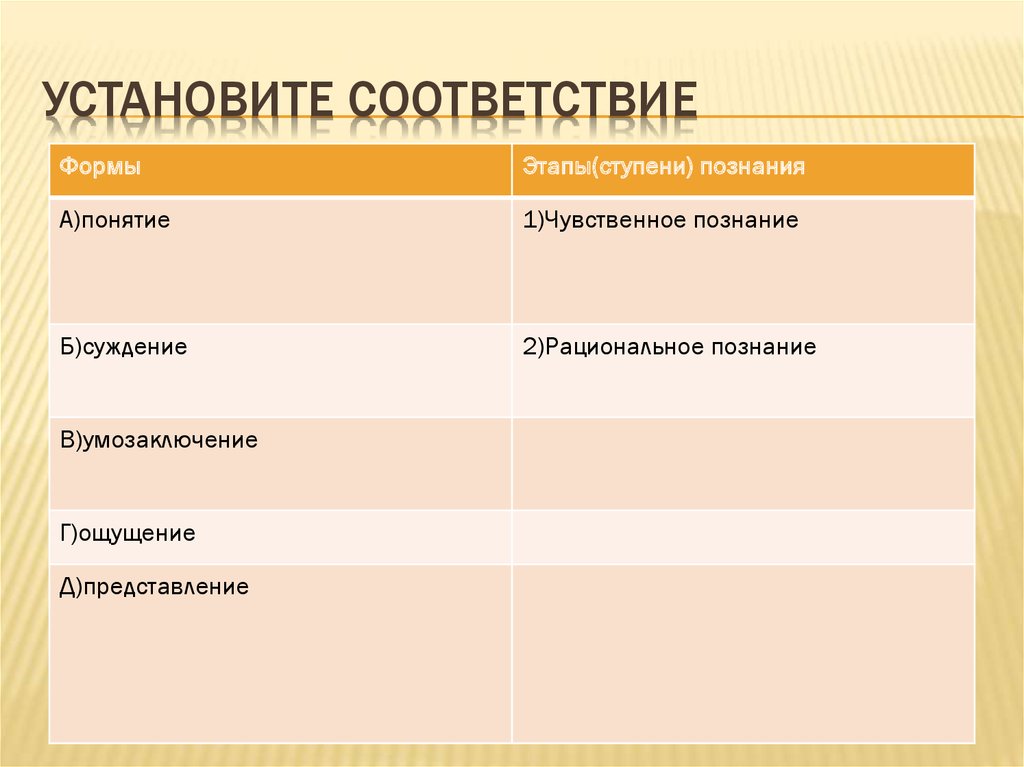 Установите соответствие