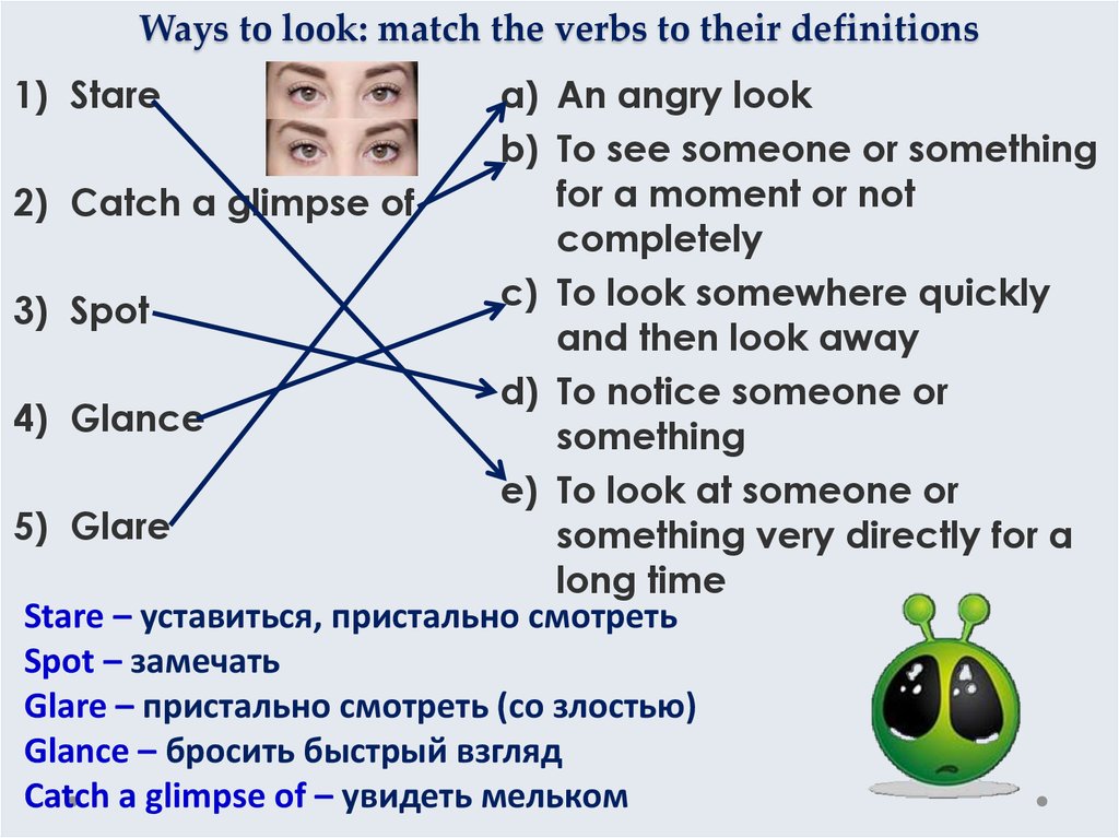 Something about the way you look. Ways to look презентация. Ways of looking глаголы. Glance glare glimpse разница. Match Фразовый глагол.