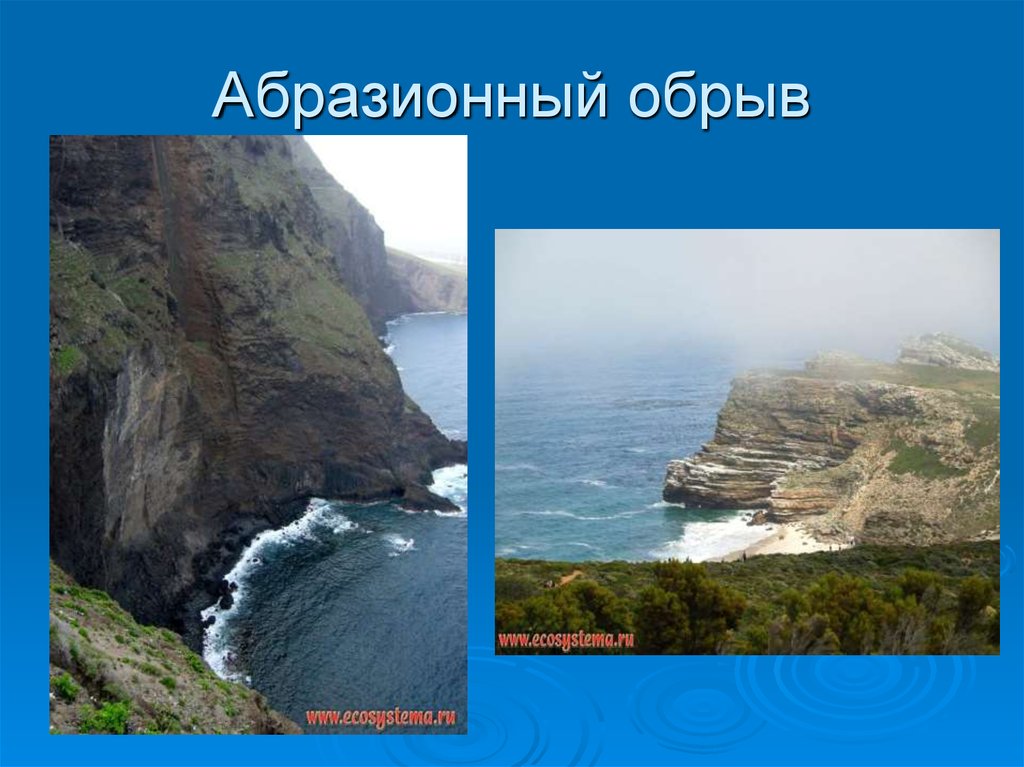 Формы береговой линии. Абразионный обрыв. Береговые формы рельефа. Обрыв форма рельефа. Береговые процессы и формы рельефа.