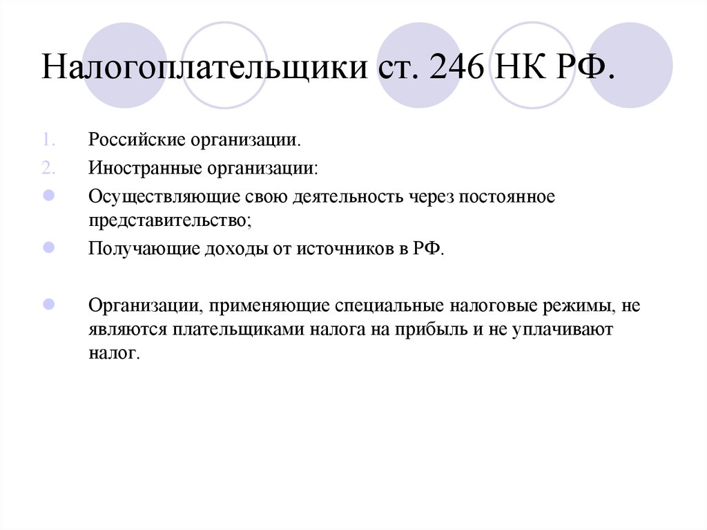 Налогоплательщики ст. 246 НК РФ.