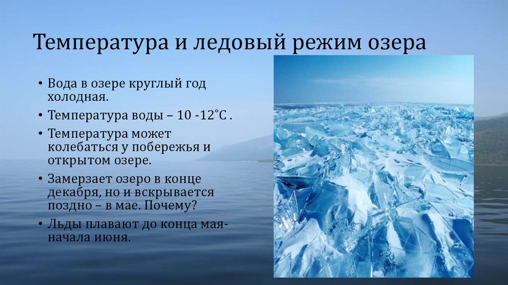 Температура и ледовый режим озера