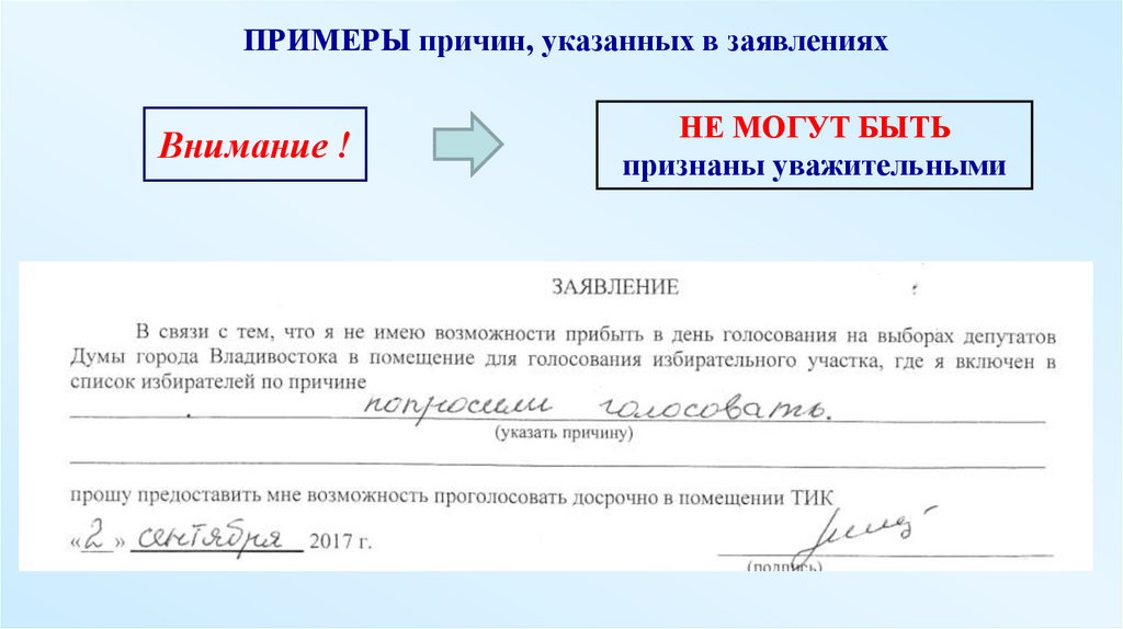 Подали заявление на голосование. Заявление о досрочном голосовании. Указать причину. Пример заявления причины. Уважительные причины для досрочного голосования.