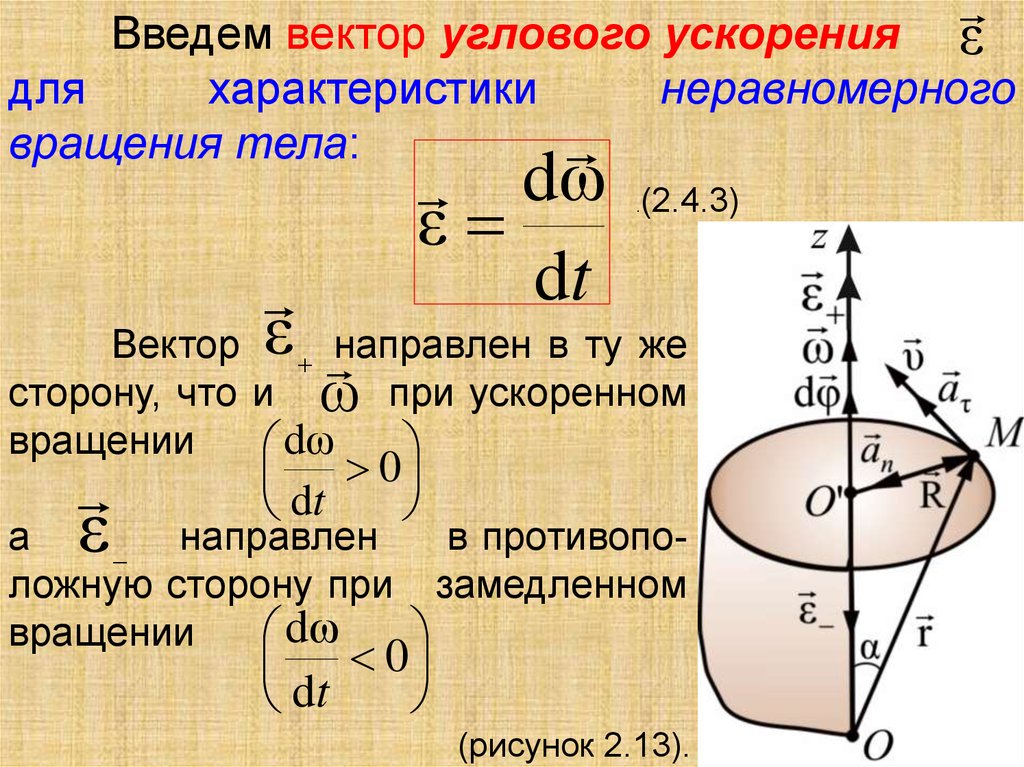 Ускорение тела вращения. Вектор углового ускорения. Куда направлен вектор углового ускорения. Вектор углового ускорения тела. Как направлен вектор углового ускорения.